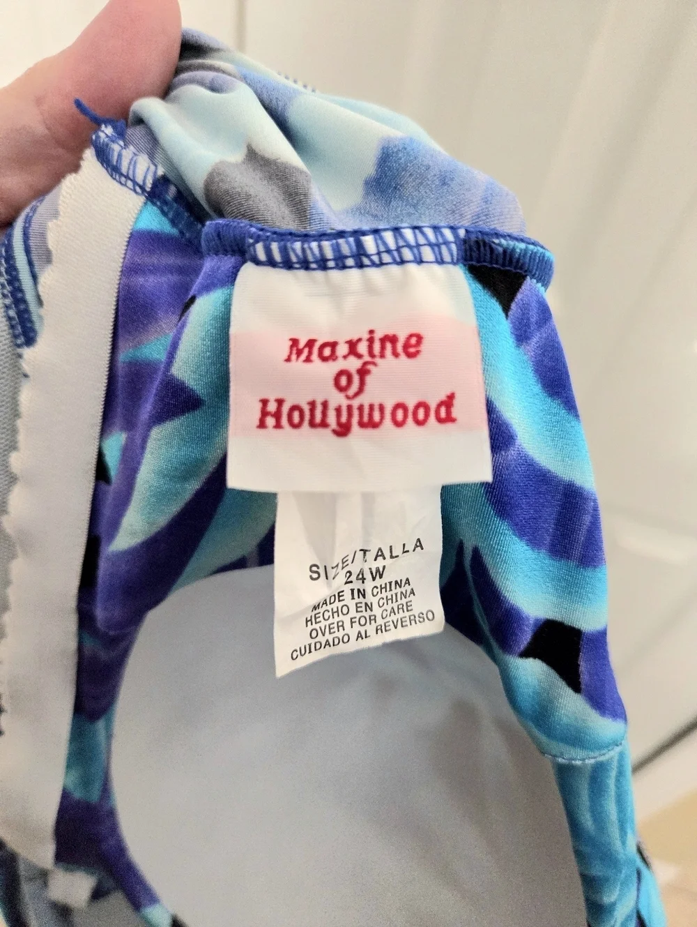 Maxine Of Hollywood Blue Tropical Leaf Print Swimsuit